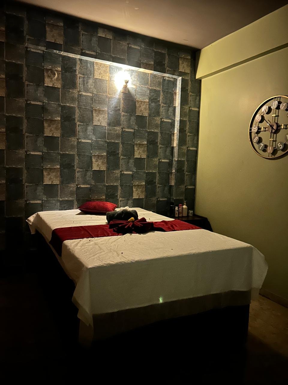 Clean private massage treatment room